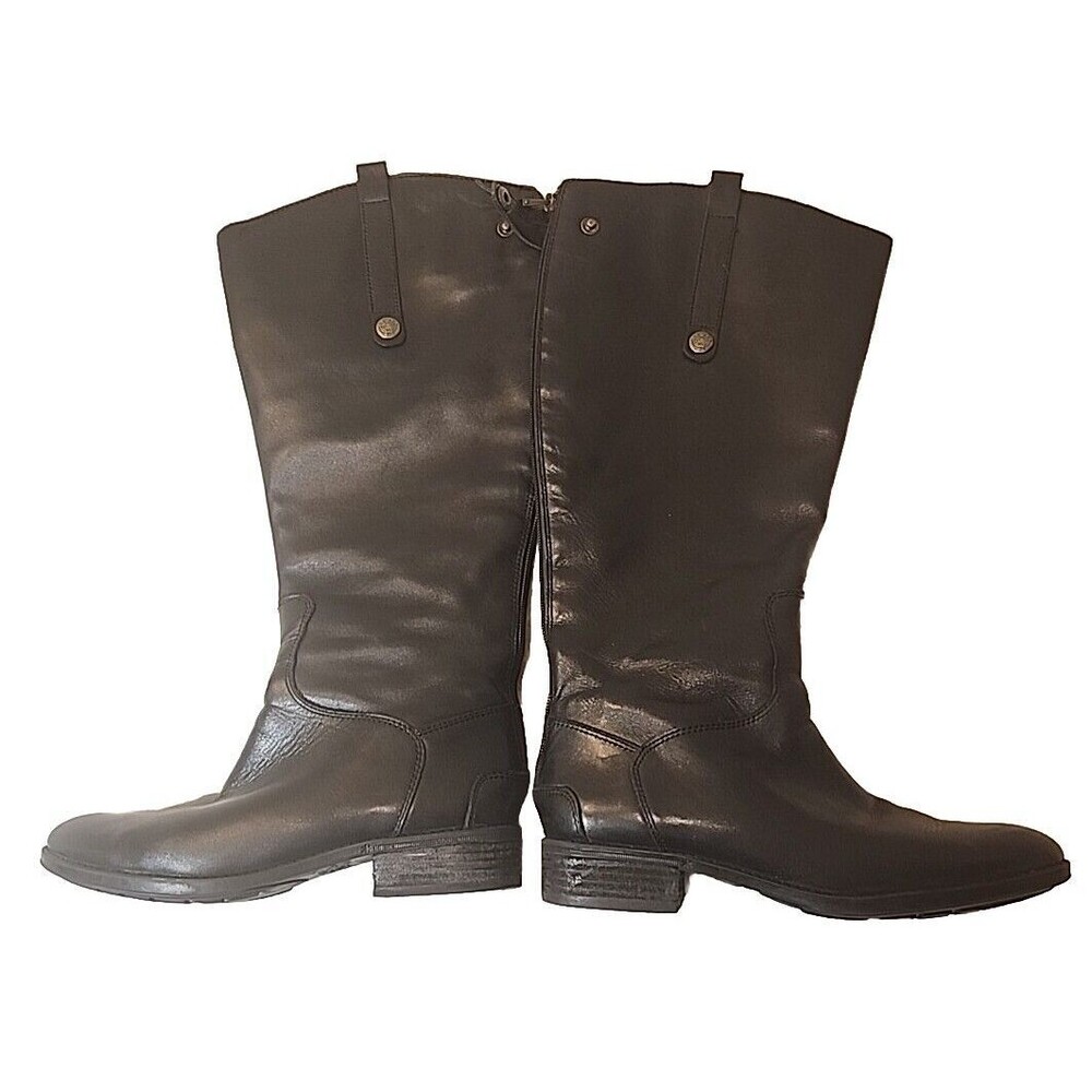 Sam Edelman‎ Boots Womens Leather Black Penny 2 Zip Knee High Riding US Size 8 M